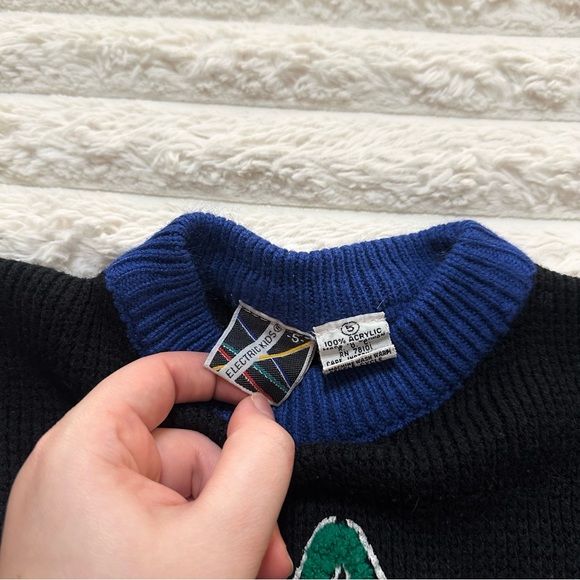 Vintage Electric Kids Black & Primary Color Kit Grand Prix Racing Sweater - Picture 2 of 4